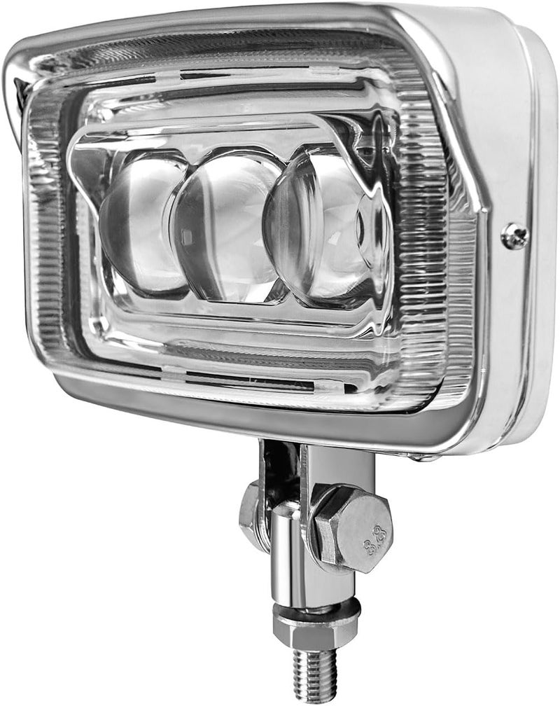 FATECIM 6.5" x 3.5" Vintage Motorcycle Square LED Headlight Hi/Lo Beam Retro Rectangular Headlamp with Visor Bottom Mount Universal For Harley Cruiser Bobber Chopper Yamaha Honda Cafe Racer Chrome - Image 1